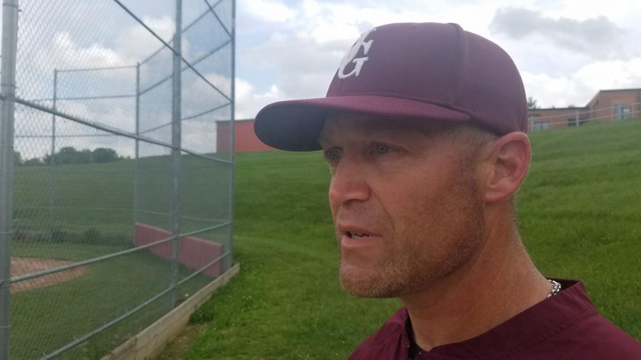 Coach Brad Barclay of the John Glenn High School baseball team tells players to own up to their mistakes in preparation for tournament play
