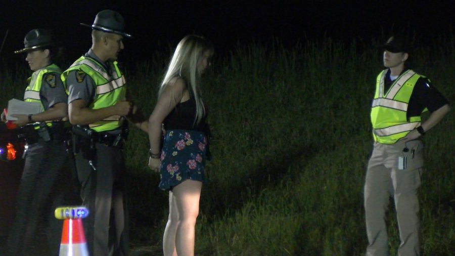 One woman was arrested for impaired driving at the OVI checkpoint on Friday night.