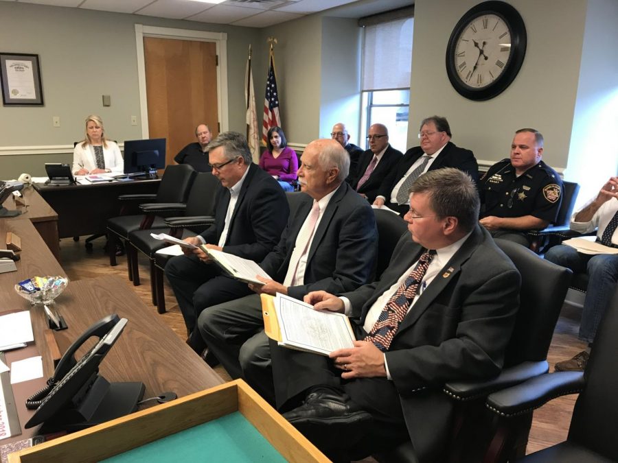 Many County officials meet with the Muskingum County Commissioners to discuss Issue 1.
