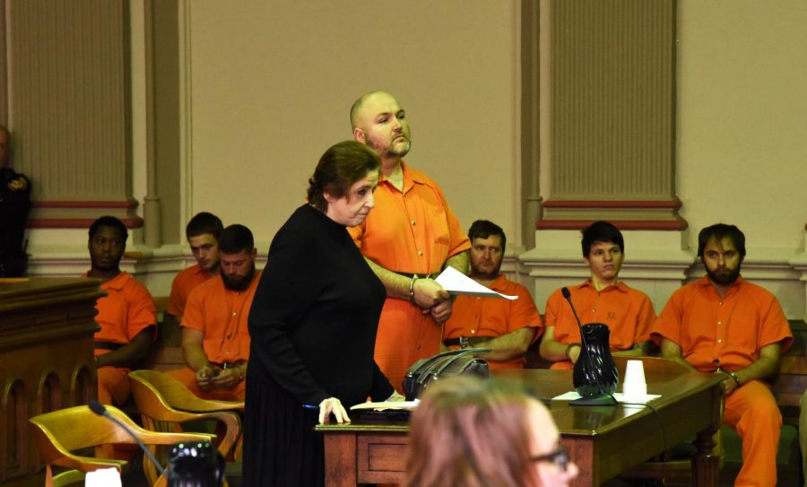 Terry Bocook appears in court before Judge Mark Fleegle with his attorney Elizabeth Gaba.