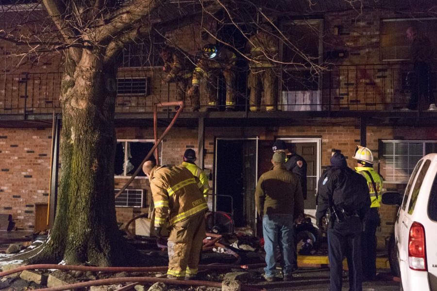 A husband and wife were displaced from their home Wednesday evening after waking up to flames in their apartment. 