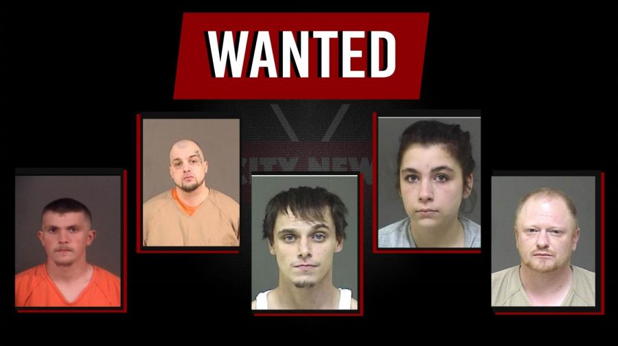 From left to right Brandon Sweeney, William Dufran, Colton Barcus, Shelbie Glass and Brett Kanavel were added to the Muskingum County Most Wanted List Monday morning.