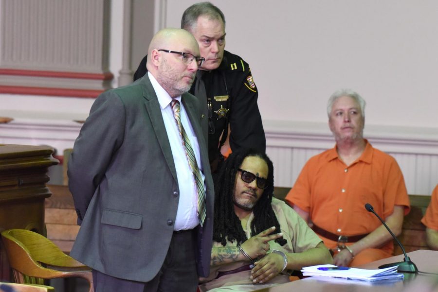 Gerald Draughn locks eyes with the camera during his arraignment in February.  