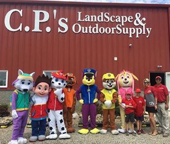 Characters from the TV show Paw Patrol visited C.P.s Landscape and Outdoor Supply during the 2018 Kindness Rocks event. 