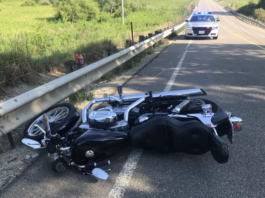 Dog killed, two injured in motorcycle crash on SR 83 near New Concord Friday