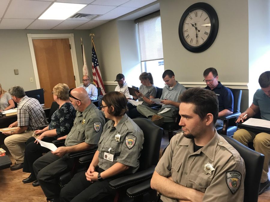Thursday morning, the Muskingum County Commissioners meeting drew a crowd of people awaiting to see who would be awarded the bid to complete the new dog warden facility construction.
