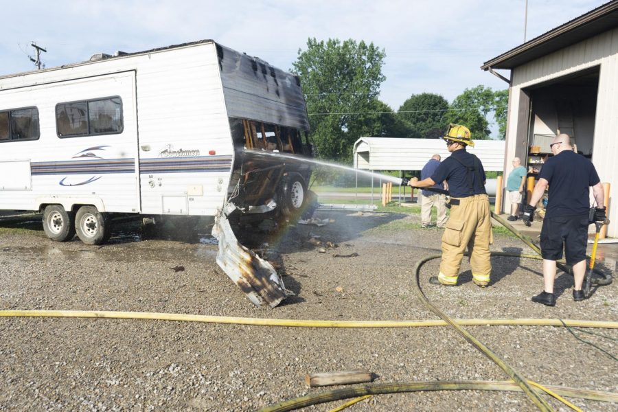 Camper catches fire in Finks RV garage
