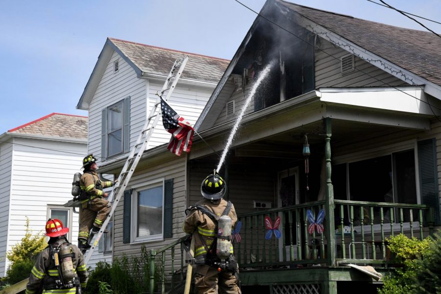 Photo taken during the fire at 624 Echo St. on June 23.