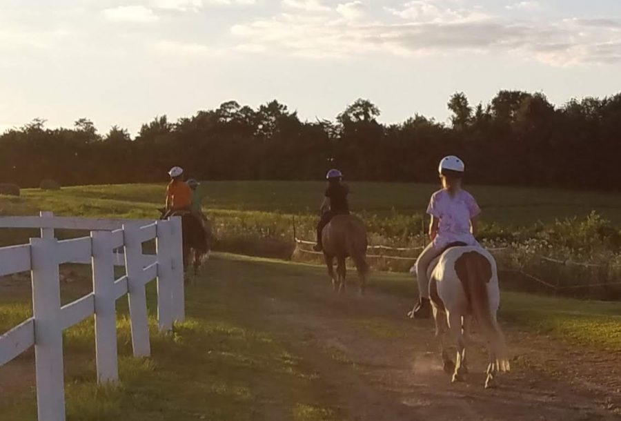 A+group+of+students+embarks+on+a+trail+ride+at+Breaking+Free+during+an+able-bodied+riding+lesson.+%7C+Photo+provided+by+Courtney+Blaney