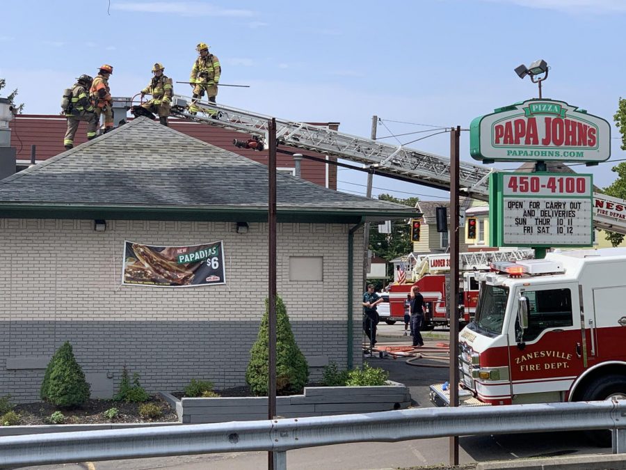 Exhaust fire fills pizza restaurant with smoke