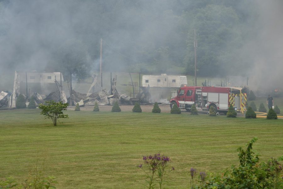 Three structures set ablaze Monday afternoon