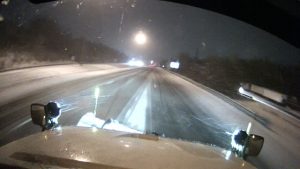 A still image early Tuesday morning from one of ODOT's snow plows in Muskingum County.