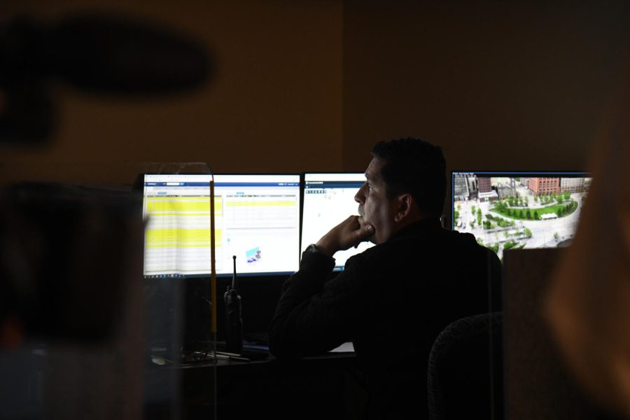 A member of Clevelands Real Time Crime Center oversees an active incident, preparing first responders with intel, as evidence is analyzed live and relayed to the scene.